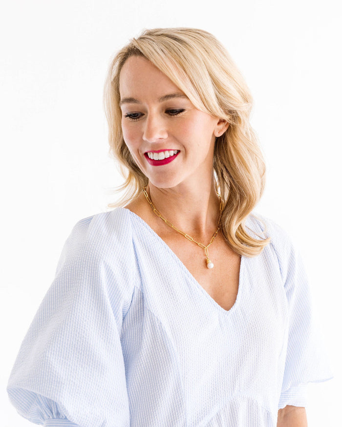 Susan Shaw Pearl Paperclip Necklace