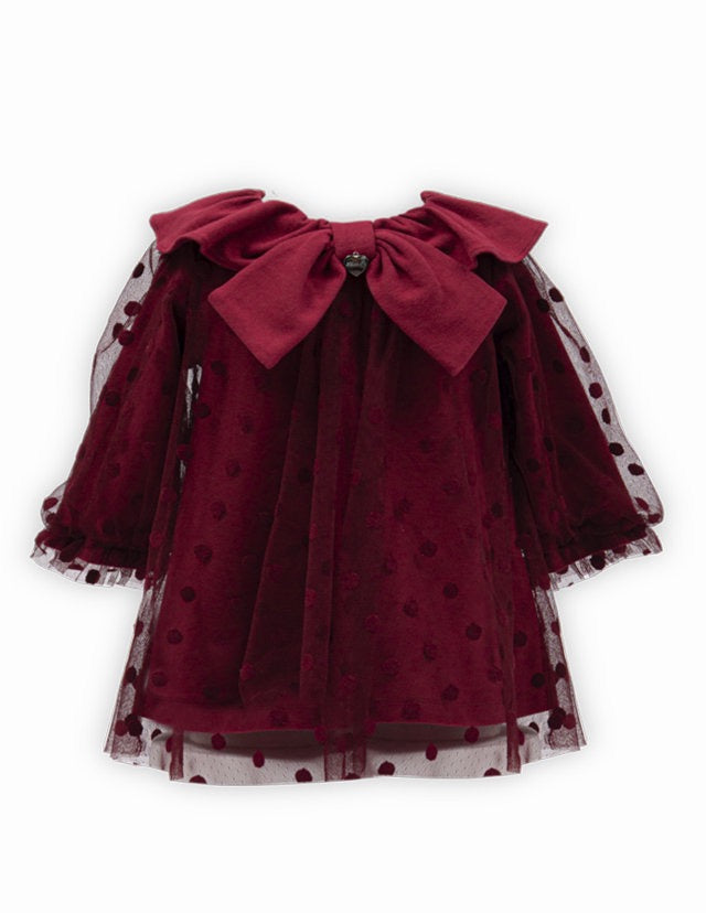 sweater and tulle polka dot dress