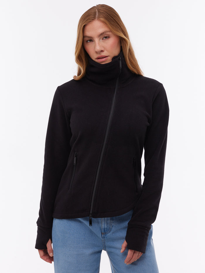Symmy Black BK001 Funnel Zips Microfleece Asymmetric Shot 1