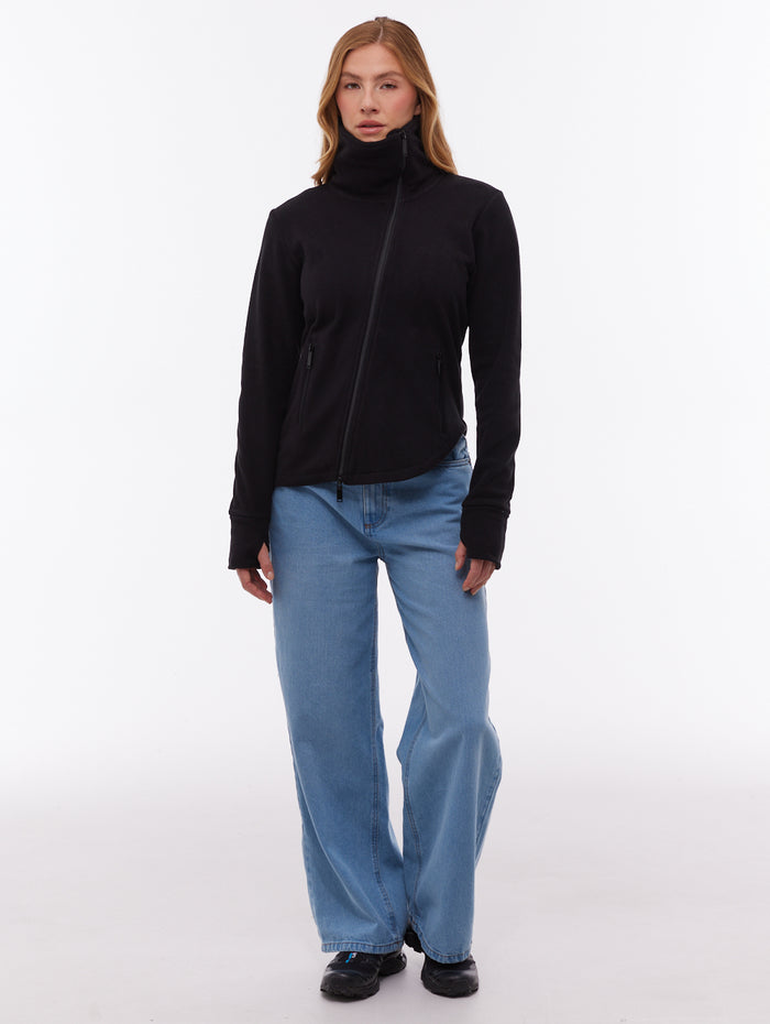 Symmy Black BK001 Funnel Zips Microfleece Asymmetric Shot 2