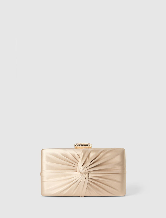 Tate Twist Satin Hardcase Clutch 0 Gold Forever New
