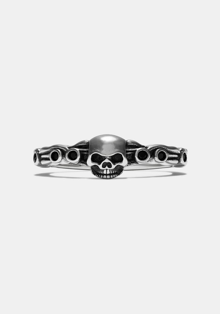 Teara Skull Sterling Silver Black Spinel Ring