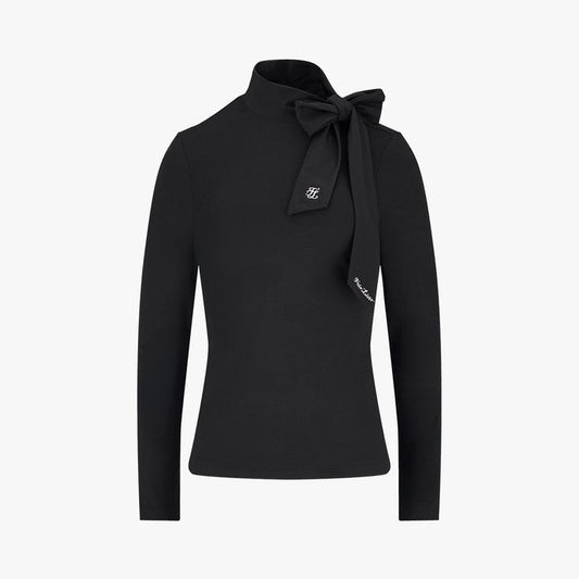 Tie Ribbon Turtle-neck Tshirt (Black)
