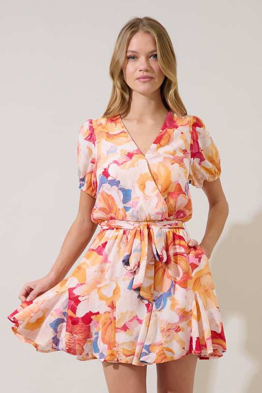 Tiera Wrap Ruffle Mini Dress Sailey Floral