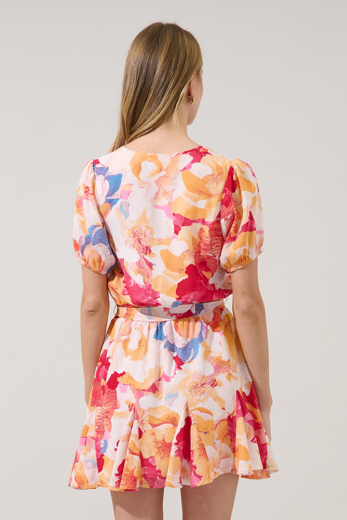 Tiera Wrap Ruffle Mini Dress Sailey Floral