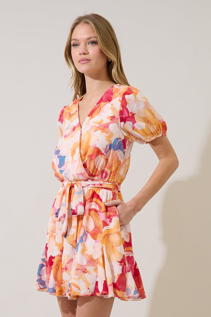 Tiera Wrap Ruffle Mini Dress Sailey Floral