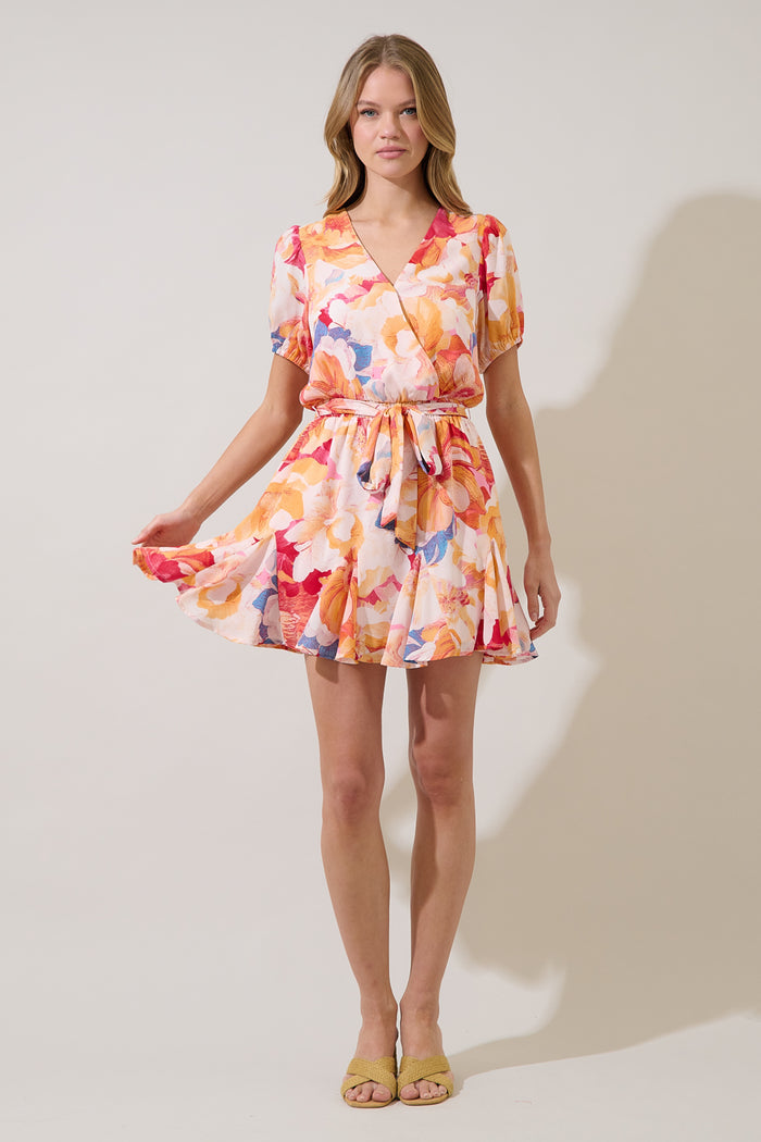 Tiera Wrap Ruffle Mini Dress Sailey Floral