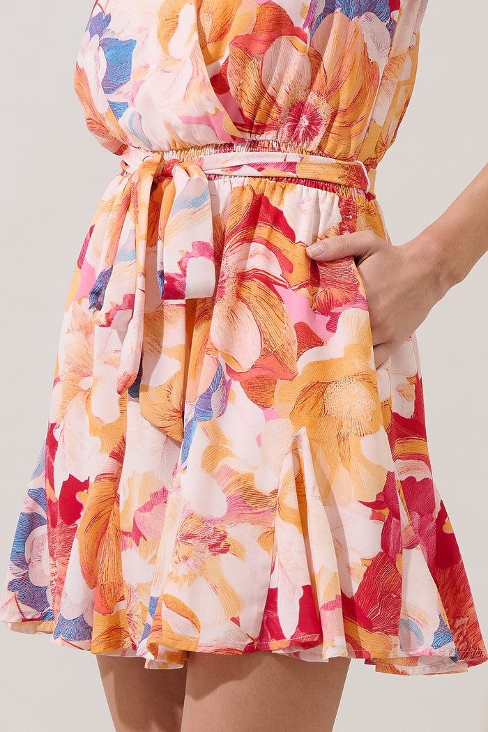 Tiera Wrap Ruffle Mini Dress Sailey Floral