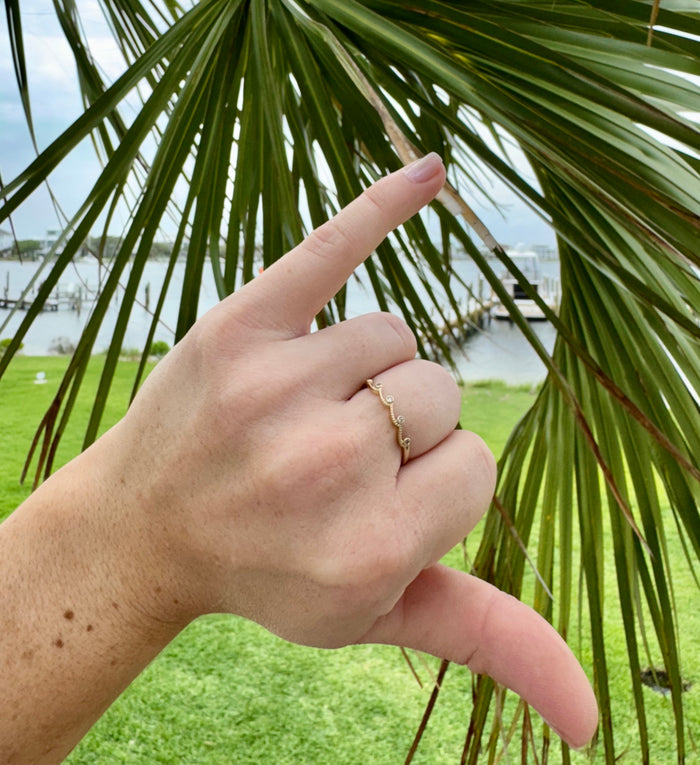 Wave ring being worn