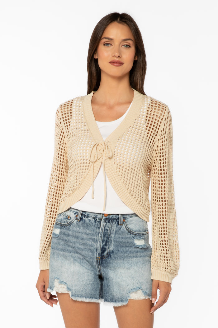 Tovey Beige Cardigan - Sweaters - Velvet Heart Clothing