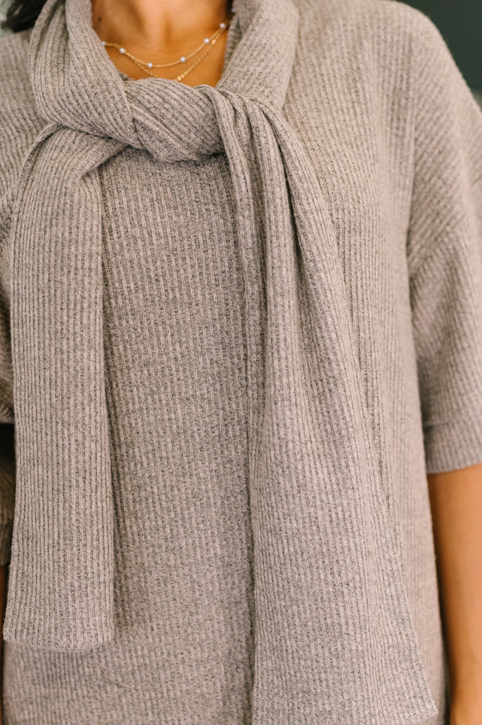 Travel Envy Ribbed Knit Dress in Light Coco by Dear Scarlett