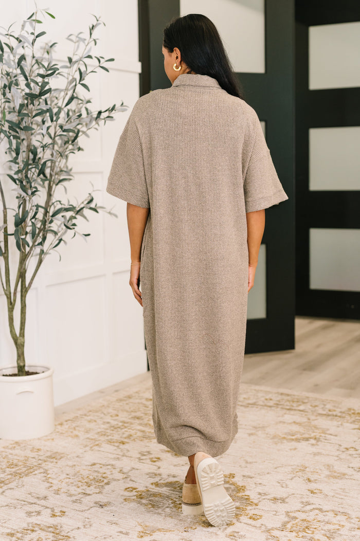 Travel Envy Ribbed Knit Dress in Light Coco by Dear Scarlett