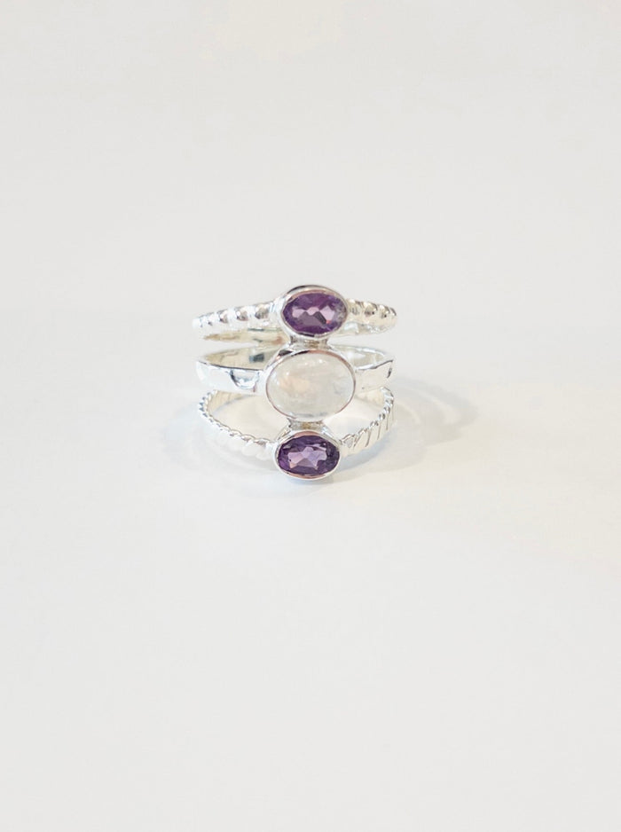 Laura Amethyst and Moonstone nh Ring