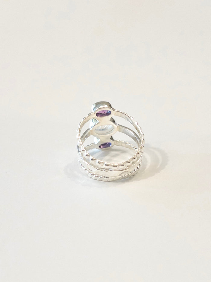 Trinity Amethyst and Moonstone nh Ring