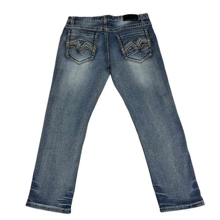 True Luck Distressed Bootcut Jeans – Medium Wash