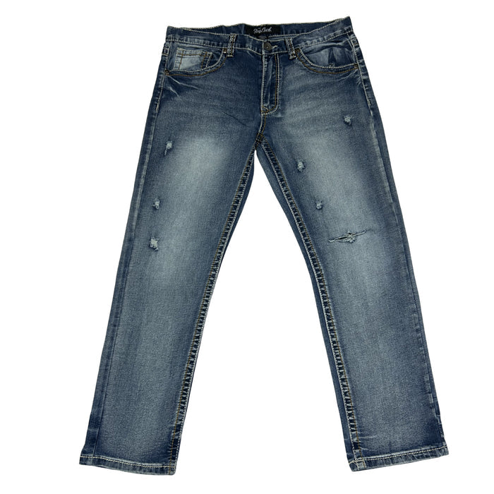 True Luck Distressed Bootcut Jeans – Medium Wash