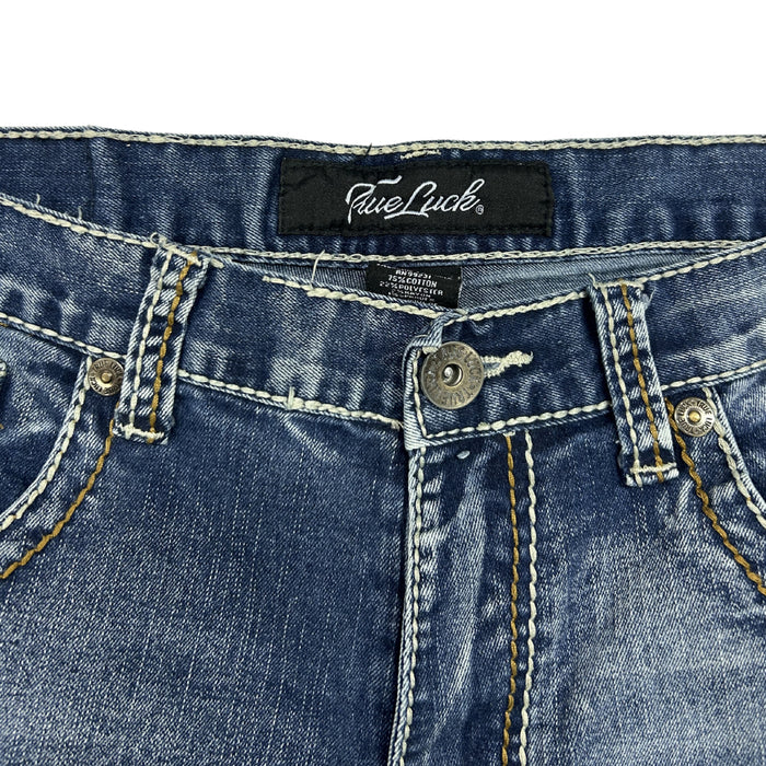 True Luck Distressed Bootcut Jeans – Medium Wash