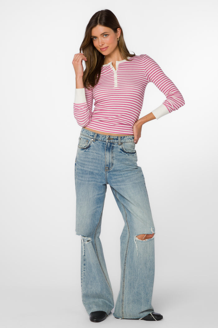 Tulsi Berry Stripe Tee - Tops - Velvet Heart Clothing