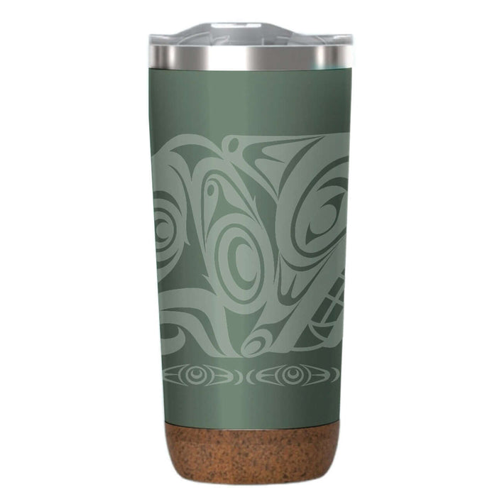 Urban Wolf Cork Base Travel Mug with intricate design and cork base ideal for on-the-go use.