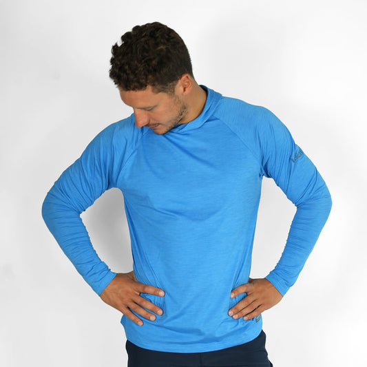 UV Ocean Tech Long Sleeve Hooded Top - Cyan