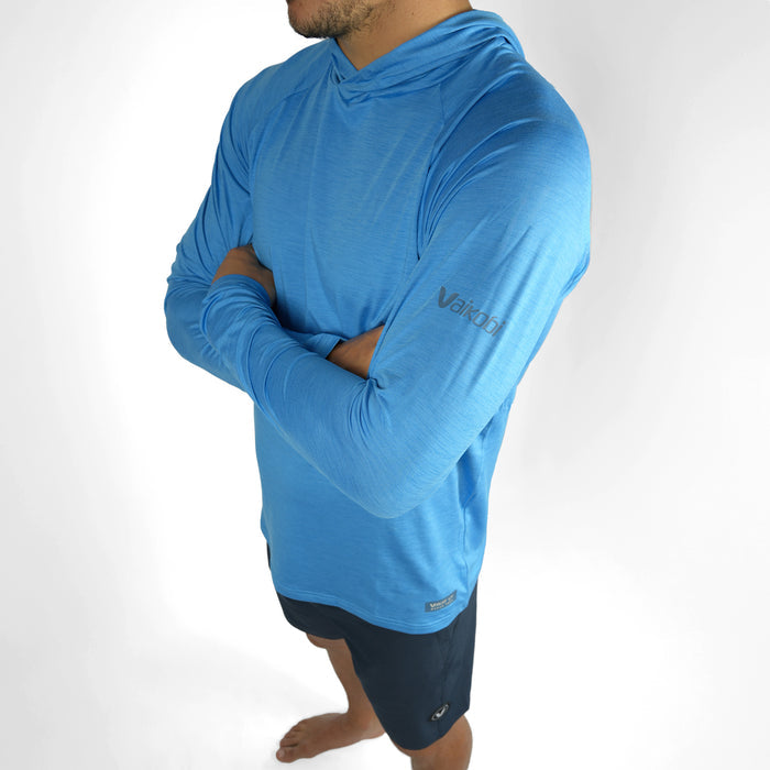 UV Ocean Tech Long Sleeve Hooded Top - Cyan