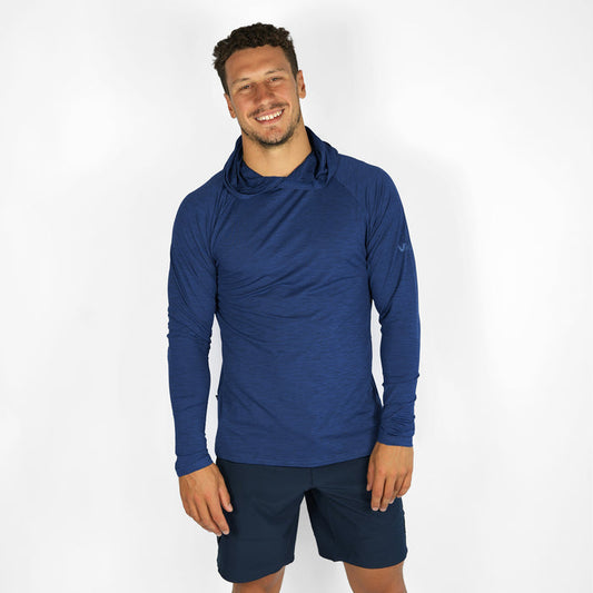 UV Ocean Tech Long Sleeve Hooded Top - Navy
