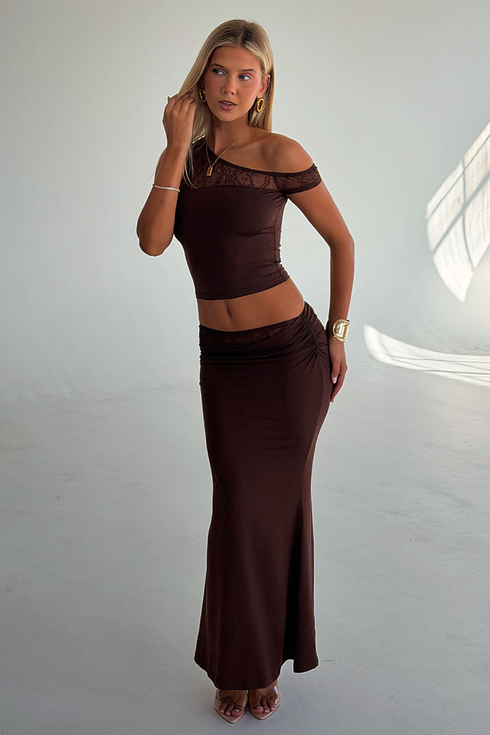 Vallora Maxi Skirt - Brown