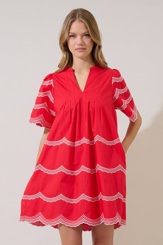 Vanny Embroidered Shift Mini Dress