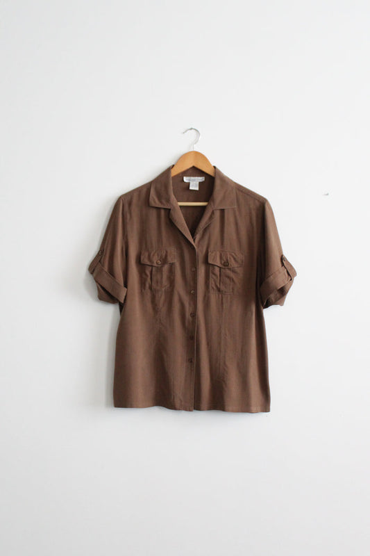 walnutshell silk button up