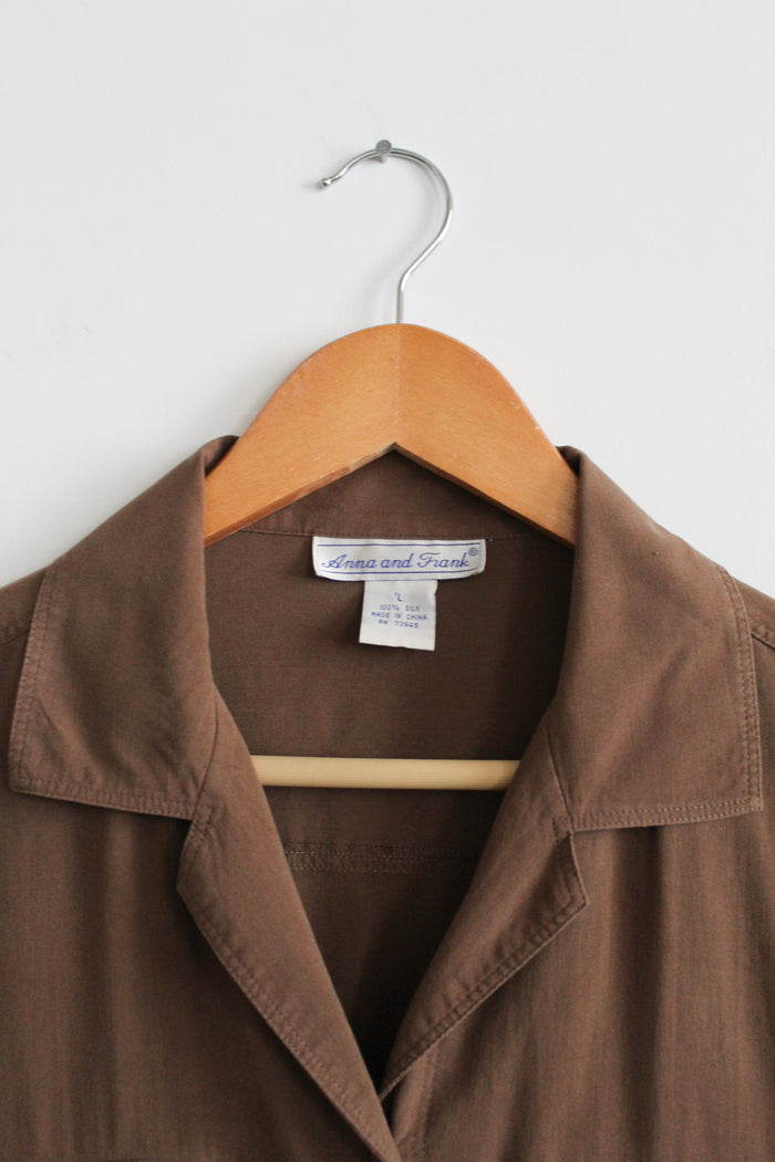 walnutshell silk button up