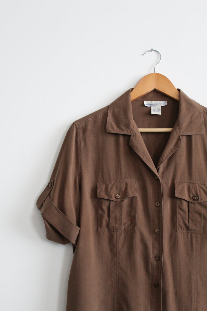 walnutshell silk button up