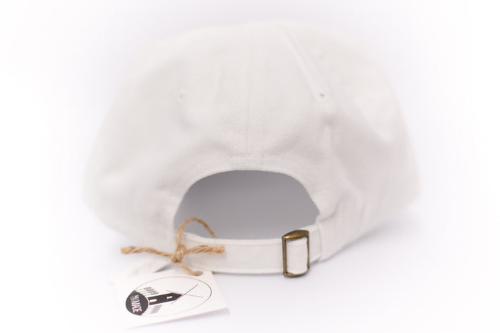 White Embroidered MN Hat Back View