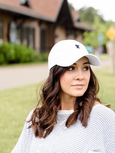 White Embroidered MN Hat