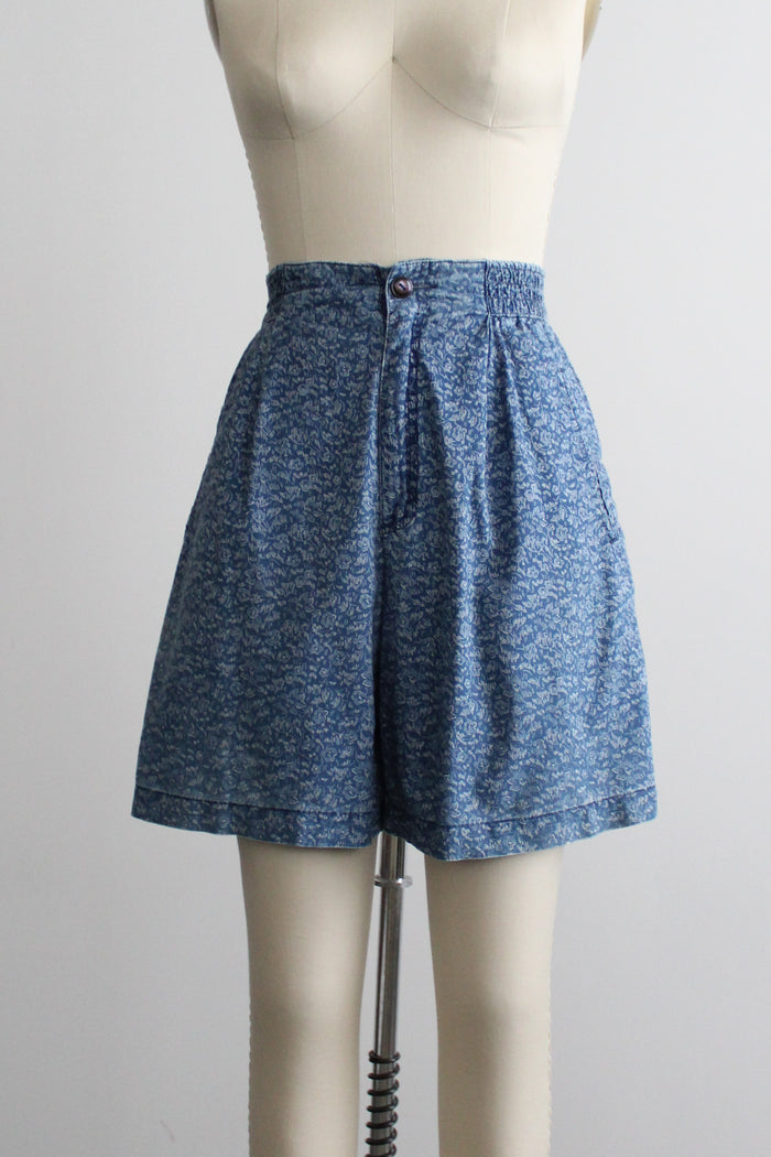 wildflower denim shorts
