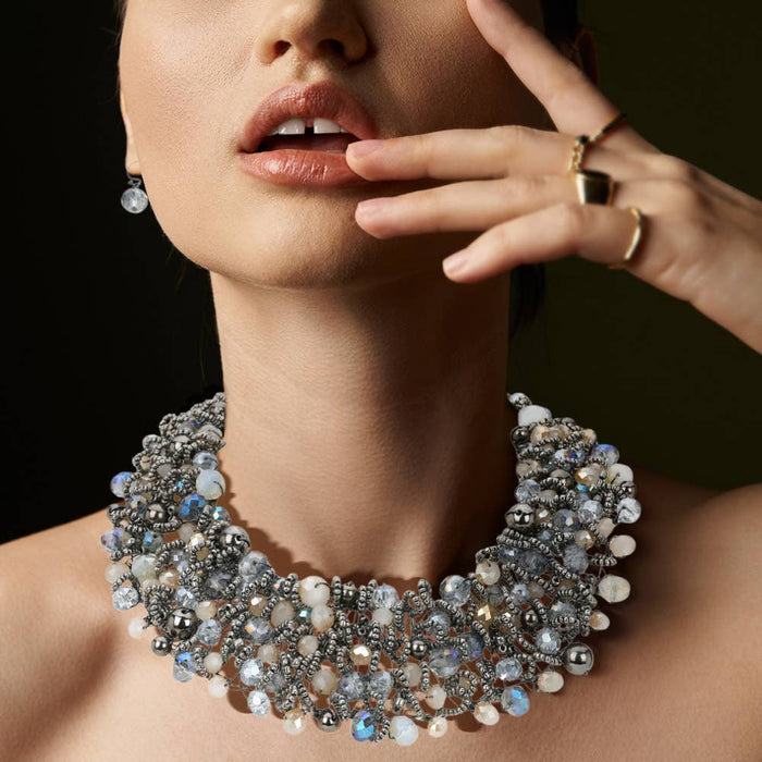 Style the Wire Beaded Collar Necklace exclusively at Born To Glam