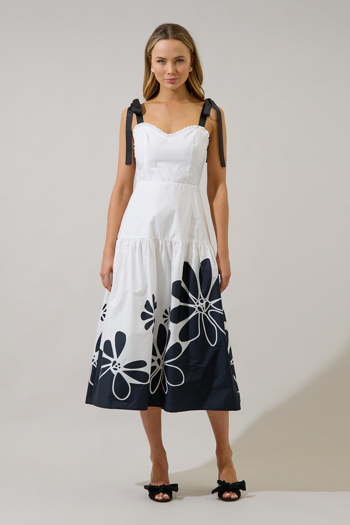 Wisteria Floral Contrast Midi Dress