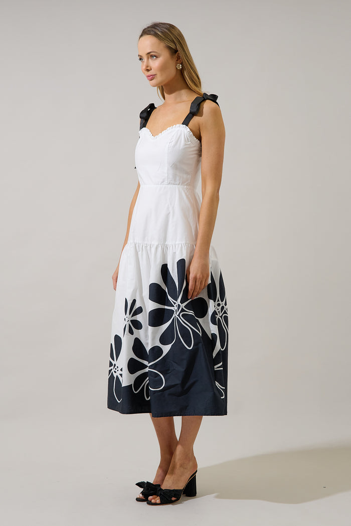 Wisteria Floral Contrast Midi Dress