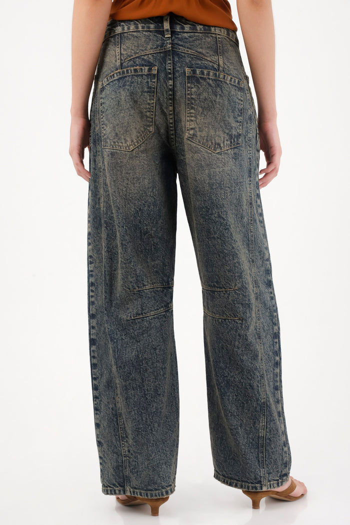Women's Blue Low Rise Horseshoe Jeans