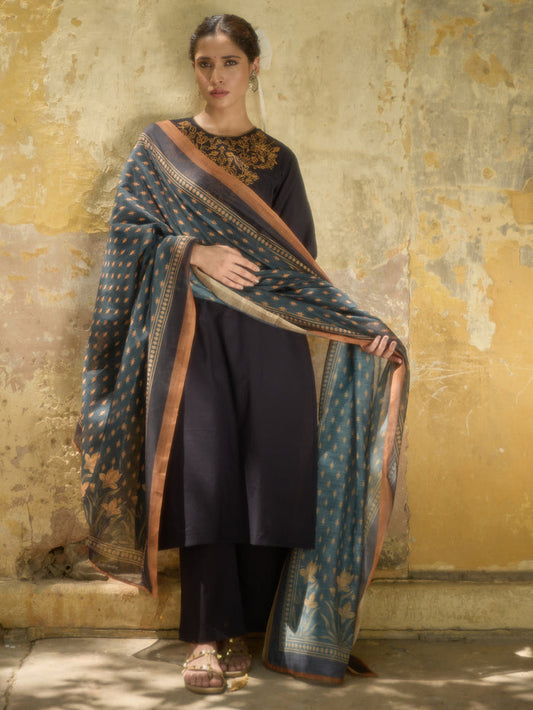 Women's Cotton Embroidered Kurta Set with Dupatta