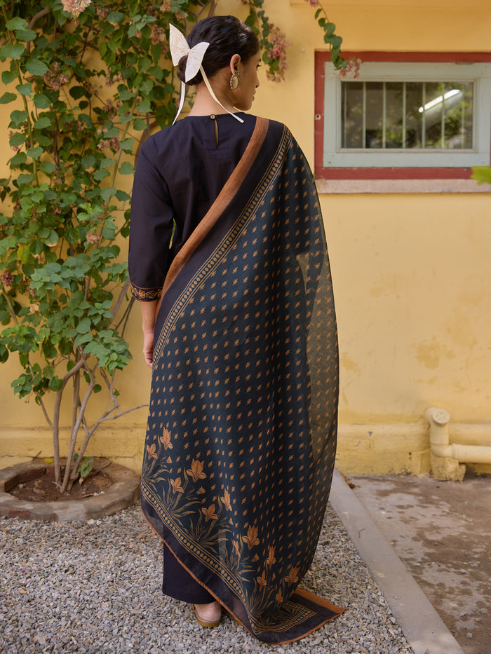 Women's Cotton Embroidered Kurta Set with Dupatta