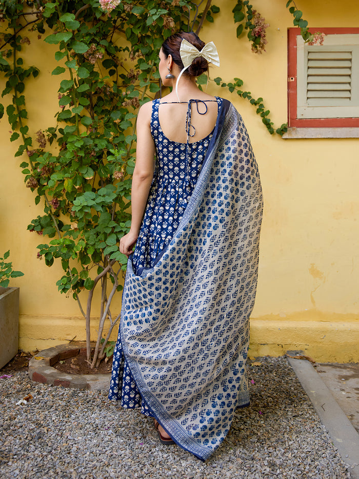 Women's Cotton Sleeveless Anarkali Set with Dupatta