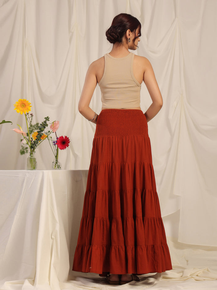 Women's Rust flared Maxi Skirt