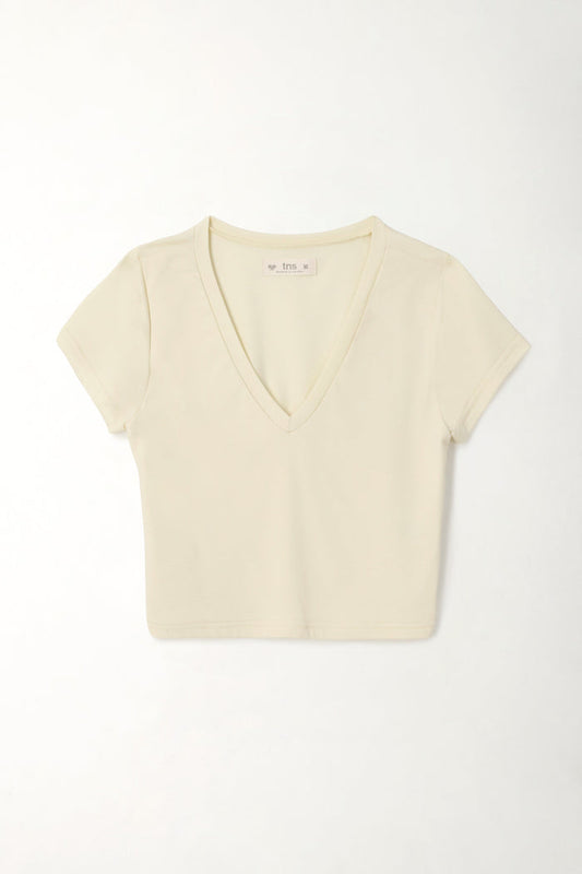 Women's Yellow V-Neck Crop Top