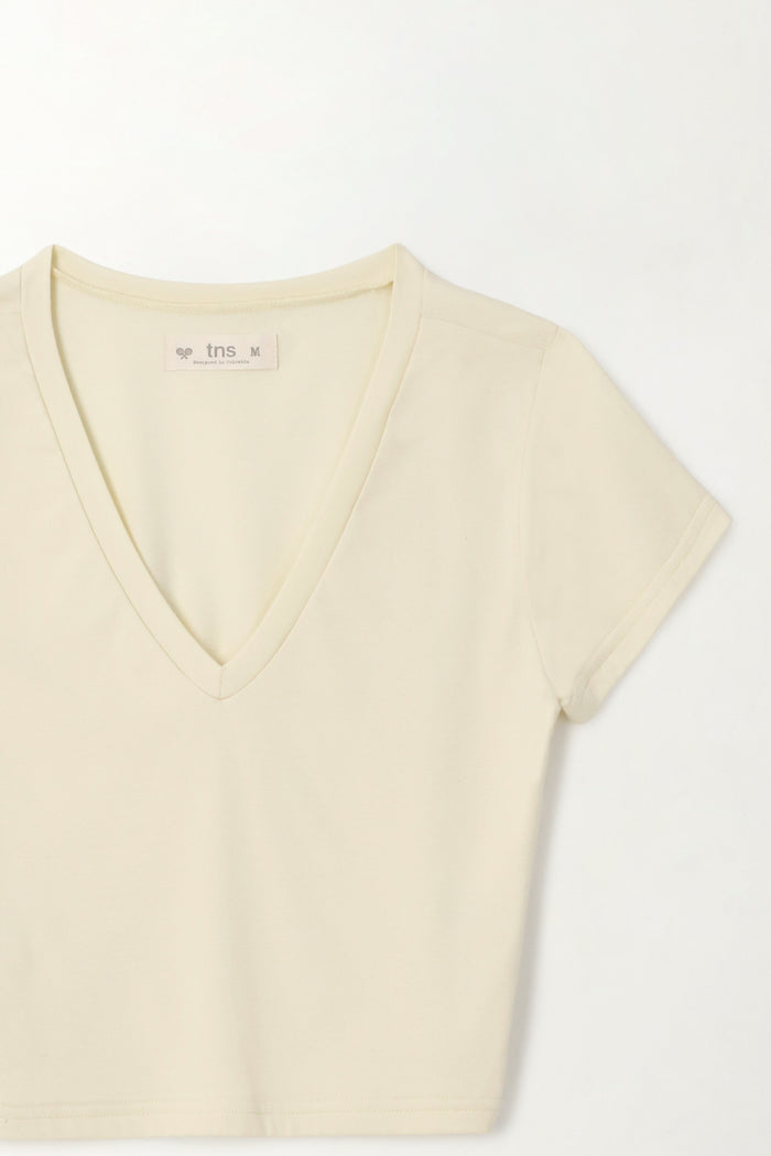 Women's Yellow V-Neck Crop Top