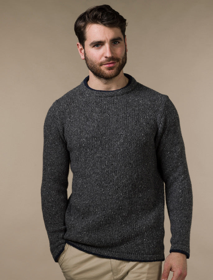 Wool Cashmere Crew Neck Sweater - Medium Grey #color_medium-grey