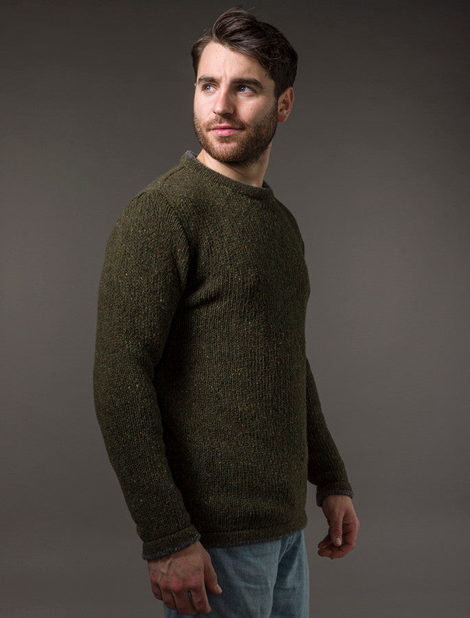 Wool Cashmere Crew Neck Sweater - Loden #color_loden