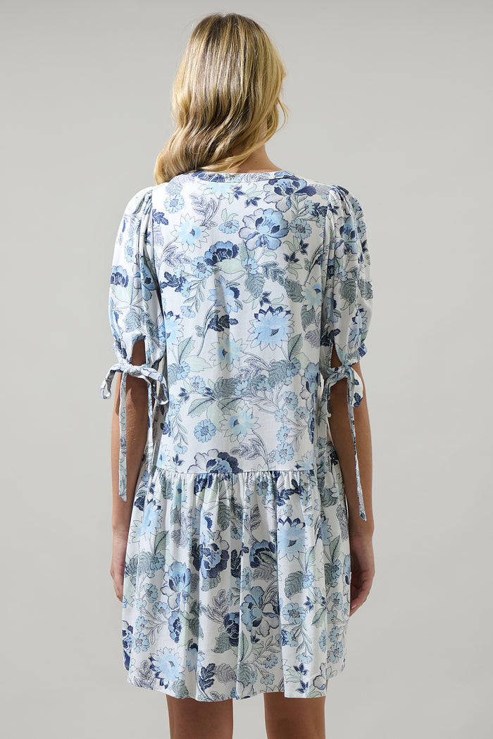Wrenley Garden Floral Hinley Split Neck Mini Dress