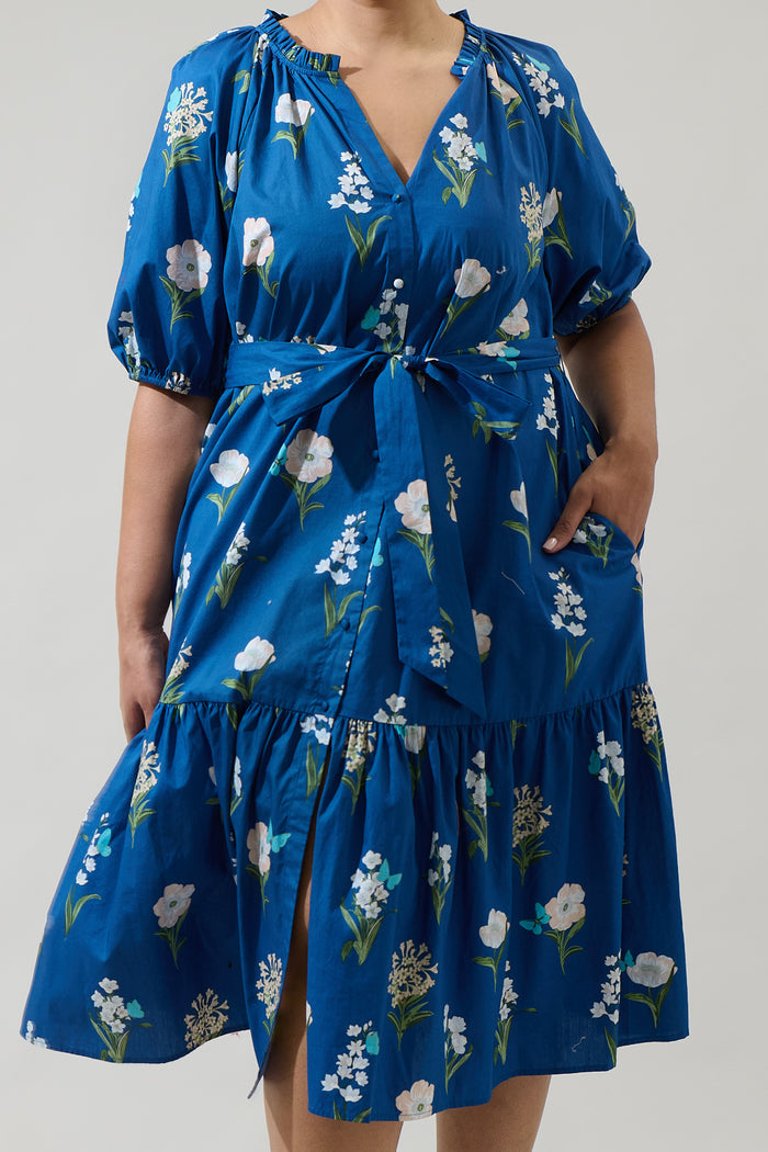 Wynette Tiered Midi Dress Madison Floral Curve