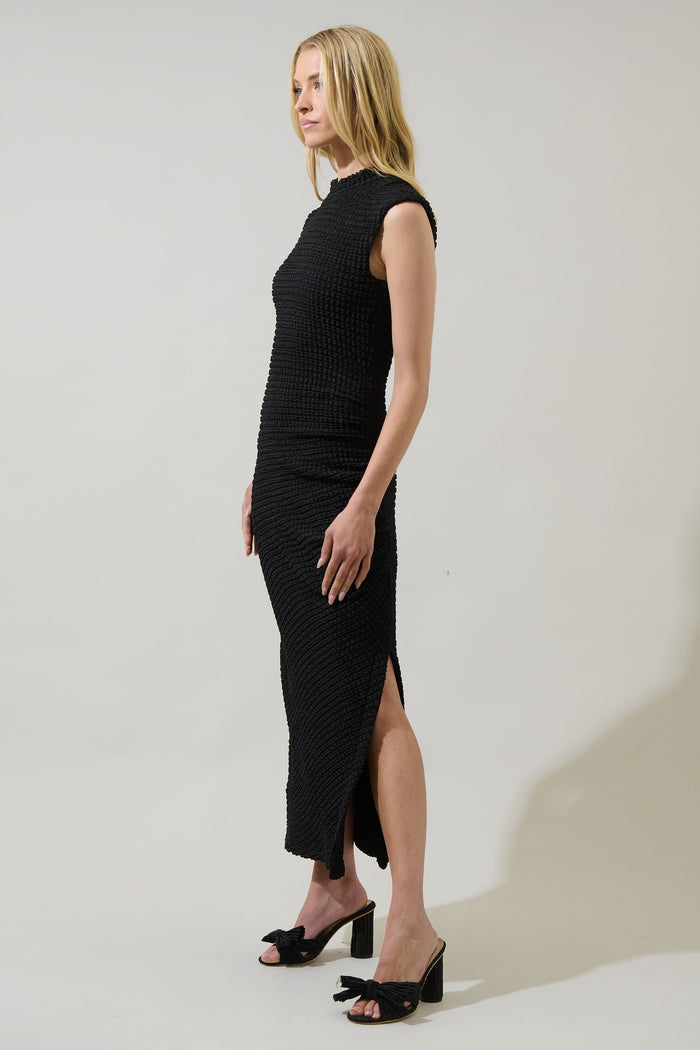 Yahaira Bubble Ruched Midi Dress