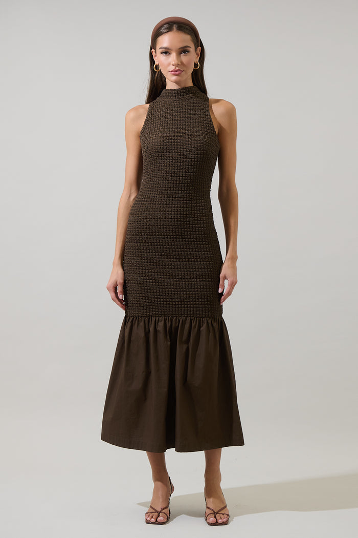 Yahaira Mix Media Midi Dress